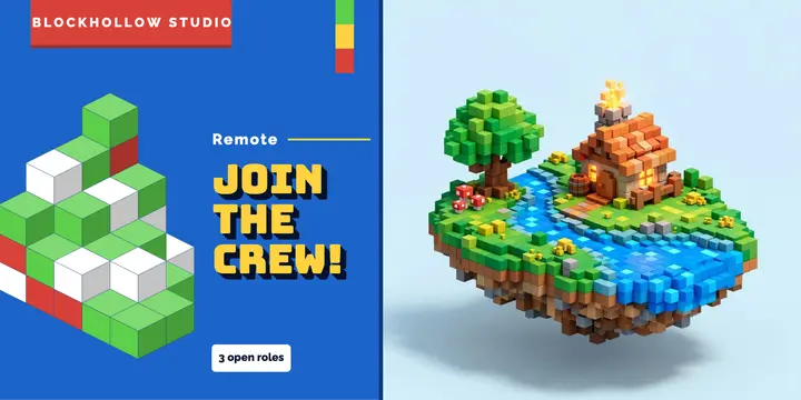 Blockhollow Studio hiring post, voxel blocks template