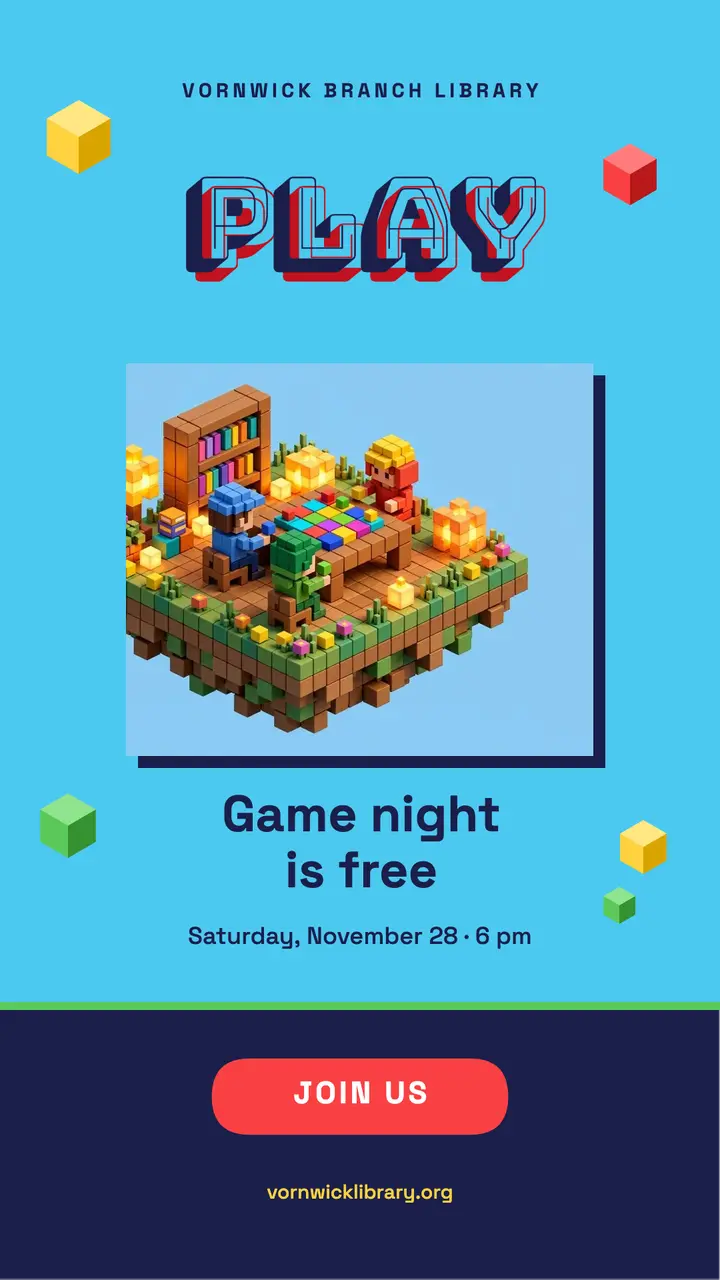 Library game night voxel story template
