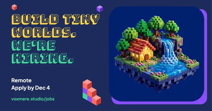 Voxmere game studio hiring post, voxel blocks template