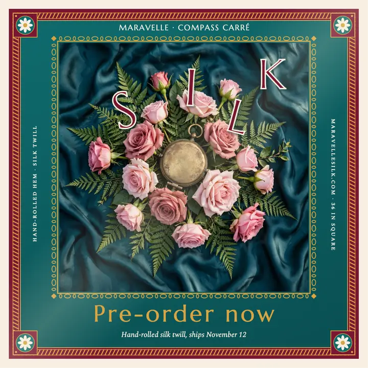 Maravelle silk scarf pre-order post template
