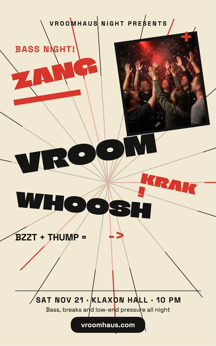 Vroomhaus bass night futurist cover template