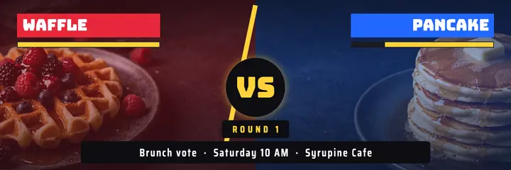 Syrupine Cafe waffle vs pancake vote X header template