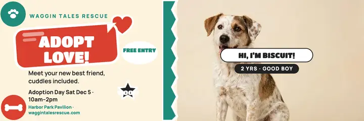 Waggin Tales adoption day sticker header template