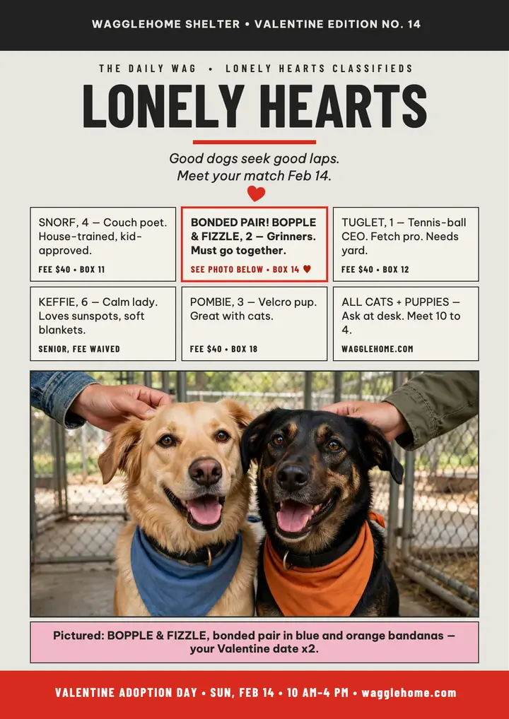 Wagglehome Valentine adoption flyer template