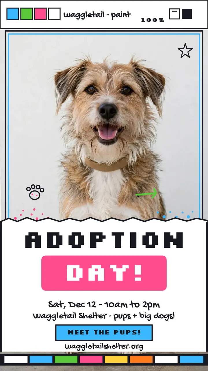 Waggletail adoption day doodle story template