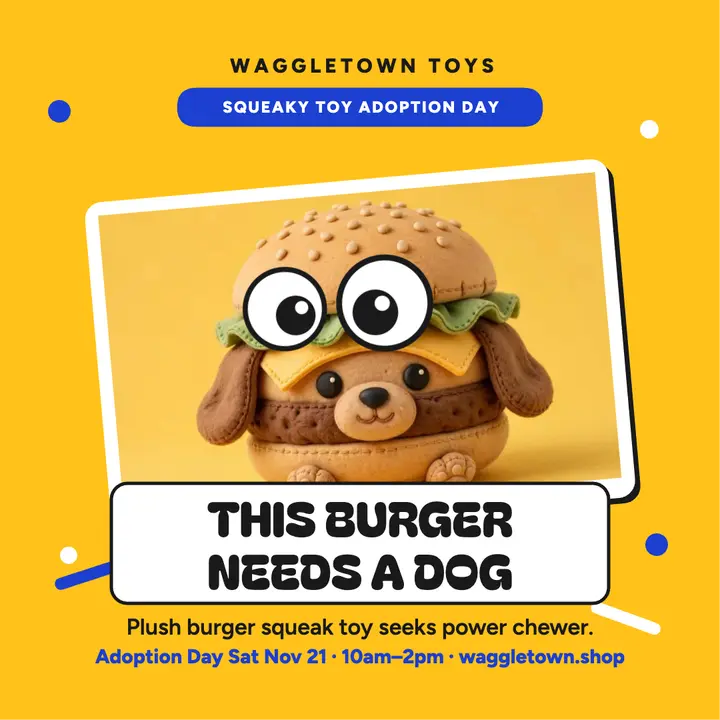 Waggletown googly burger toy post template