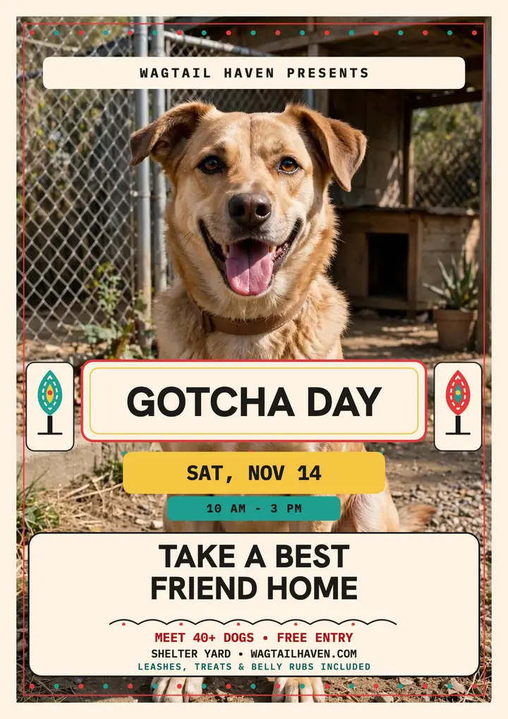 Wagtail Haven gotcha day flyer template