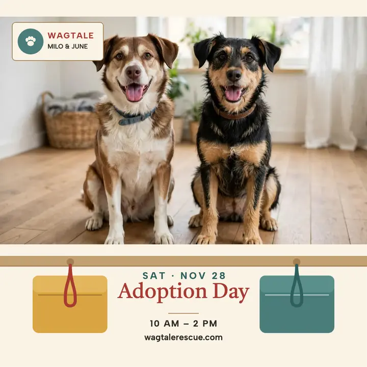 Wagtale Rescue adoption day post template