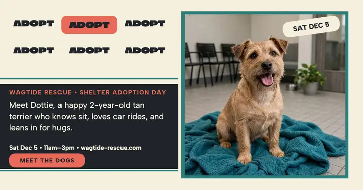 Wagtide Rescue adoption day grid post template