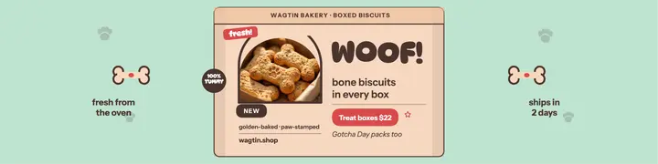 Wagtin Bakery boxed biscuits banner template