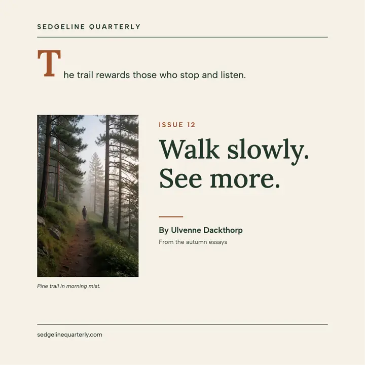 Walk slowly essay pull quote, nature magazine template