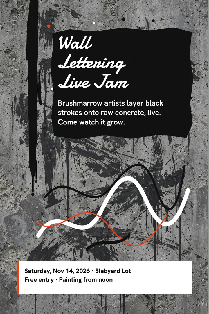Wall lettering live jam poster, calligraffiti template