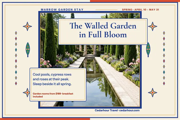 Marrow Garden walled garden getaway postcard template