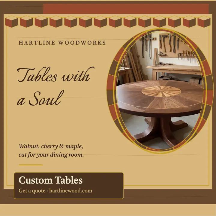 Hartline Woodworks custom table marquetry post template