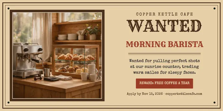 Copper Kettle wanted barista post template