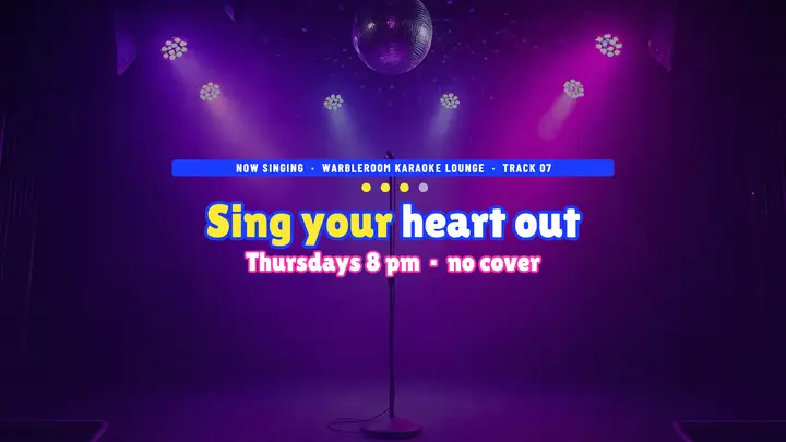 Warbleroom Karaoke Lounge YouTube channel banner lyric screen: youtube banner karaoke bar template