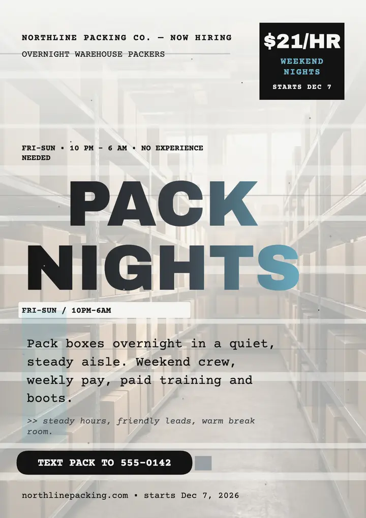 Northline overnight packers hiring flyer template
