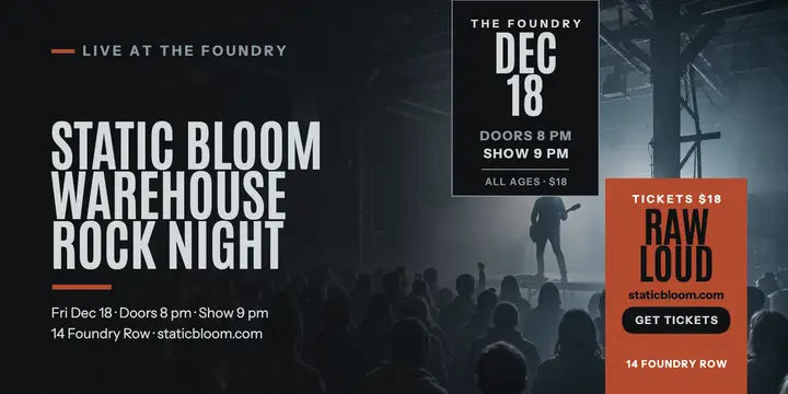 Static Bloom warehouse rock night x post: warehouse rock night post template