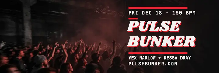 Pulse Bunker warehouse techno night header template