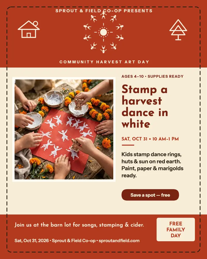 Sprout and Field harvest art day Warli post template