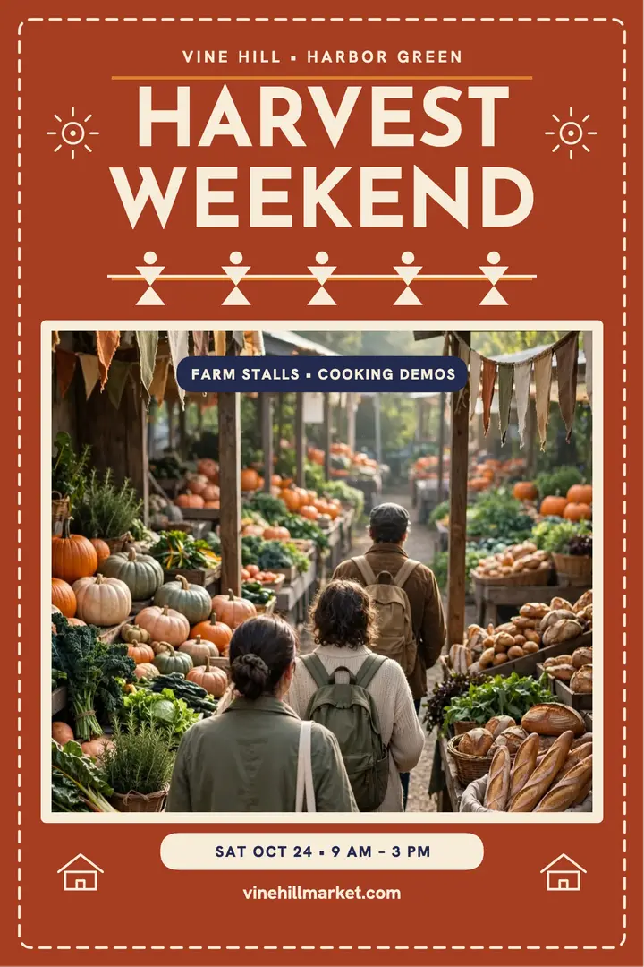 Vine Hill harvest weekend poster template