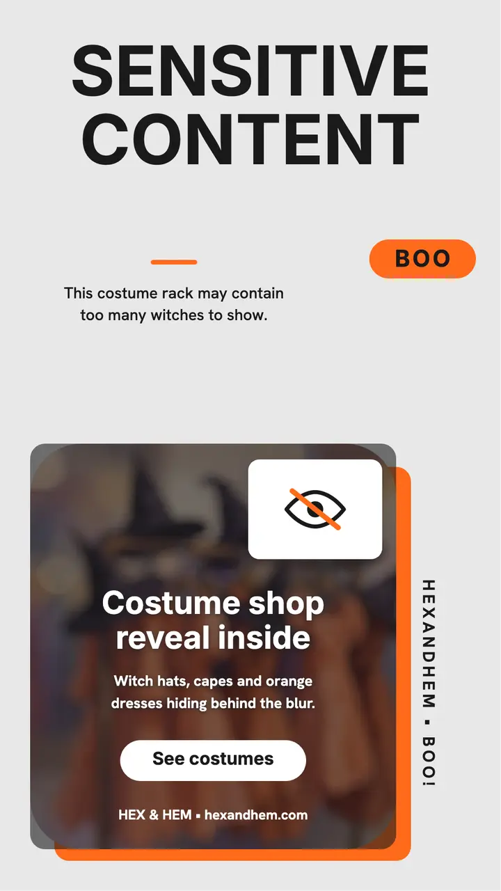 Hex and Hem costume warning story template