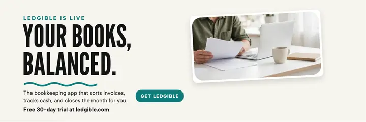 Ledgible bookkeeping app header: bookkeeping app header template