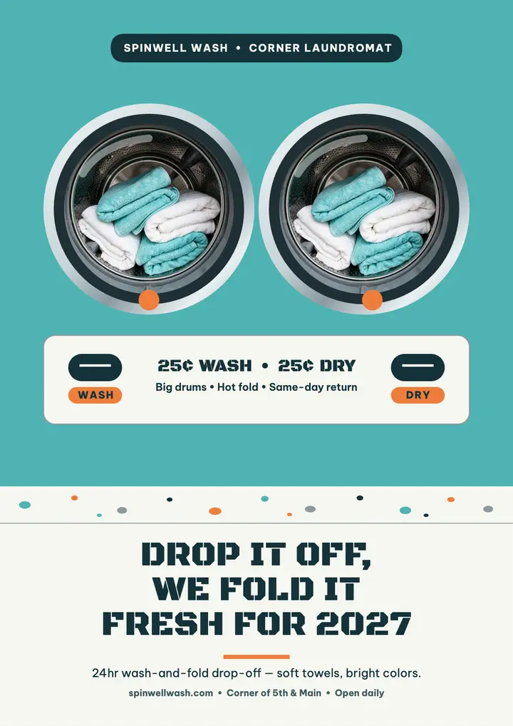 Spinwell Wash holiday wash-and-fold flyer template
