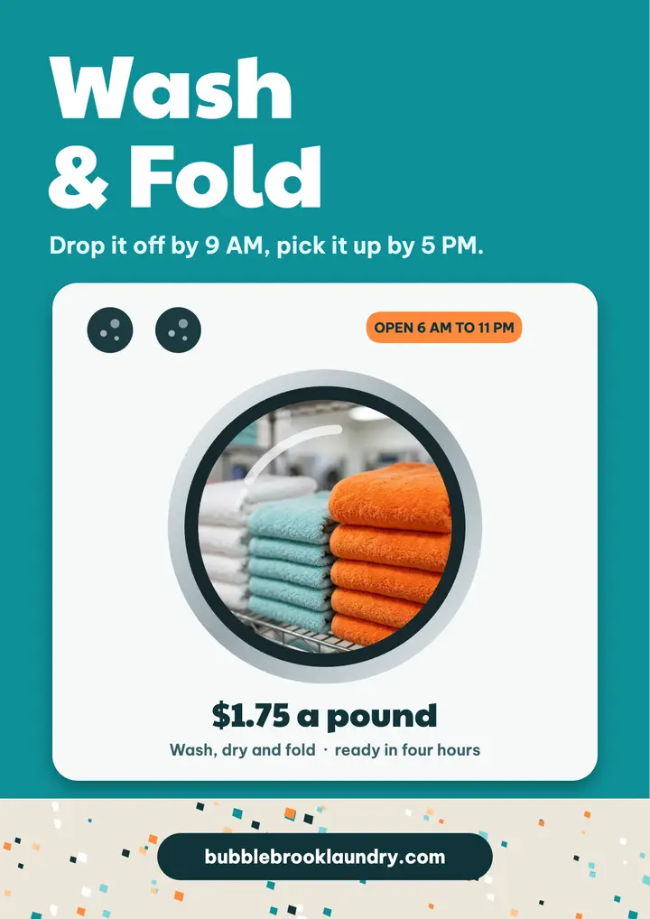 Bubble Brook wash and fold flyer template