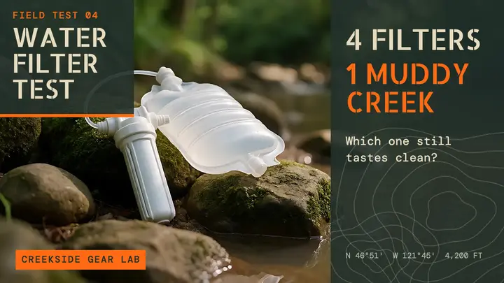 Creekside Gear Lab water filter test thumbnail template