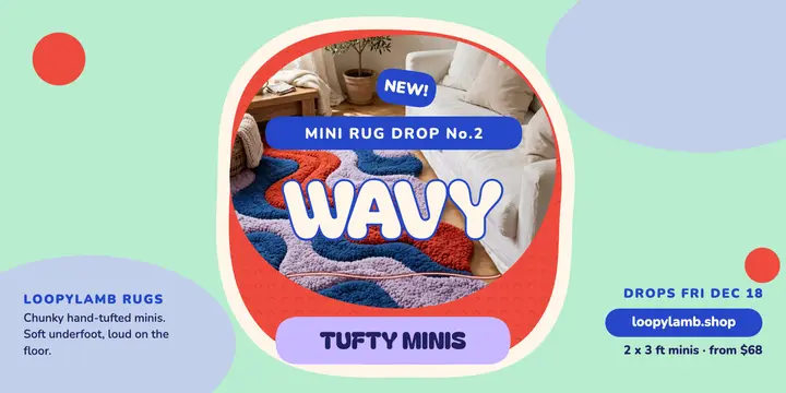 Loopylamb wavy tufted rug launch post template