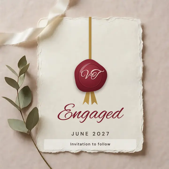 Engagement announcement, wax-seal letter template