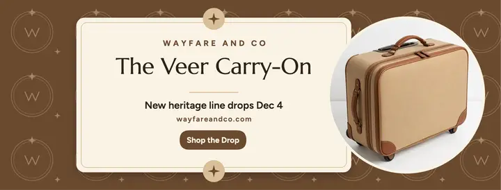 Wayfare and Co Veer Carry-On launch cover template