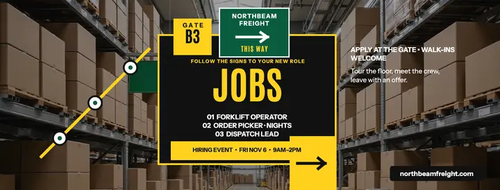 Northbeam Freight warehouse jobs cover: warehouse hiring cover template