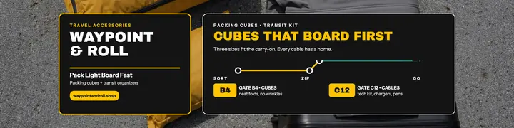 Waypoint and Roll packing cubes banner template