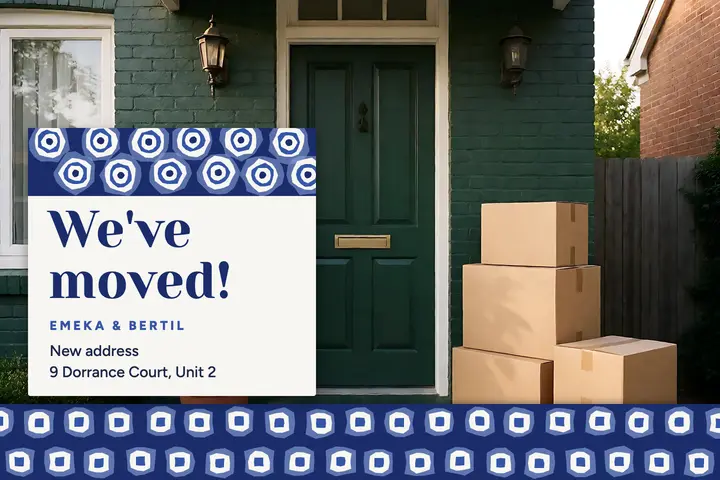 We've moved shibori postcard: we've moved new address postcard template