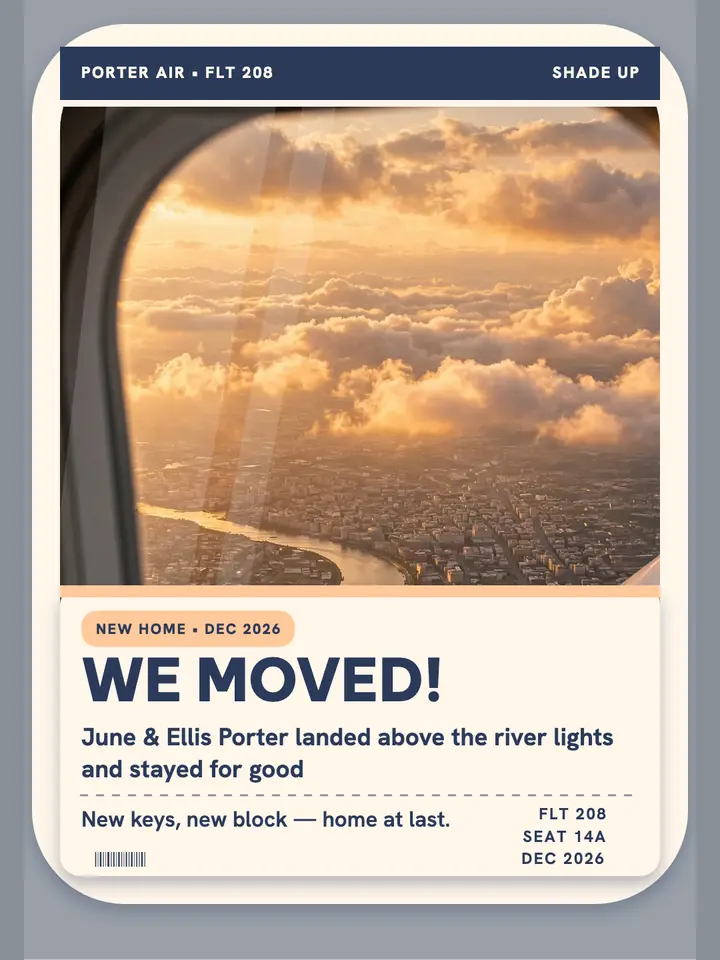 June and Ellis Porter move plane window portrait template