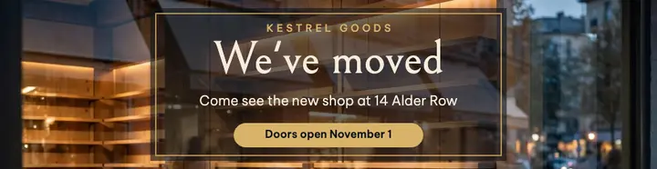Kestrel Goods we've moved billboard: we've moved announcement template