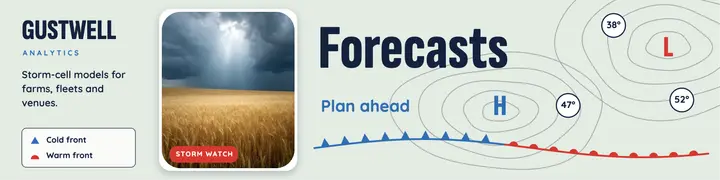 Weather analytics startup LinkedIn cover, weather map template
