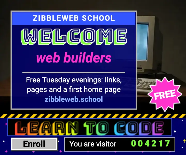 Free web basics evening class display ad, web 1.0 homepage template