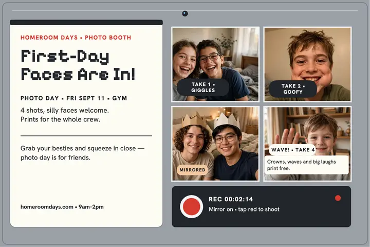 Homeroom Days webcam photo day postcard template