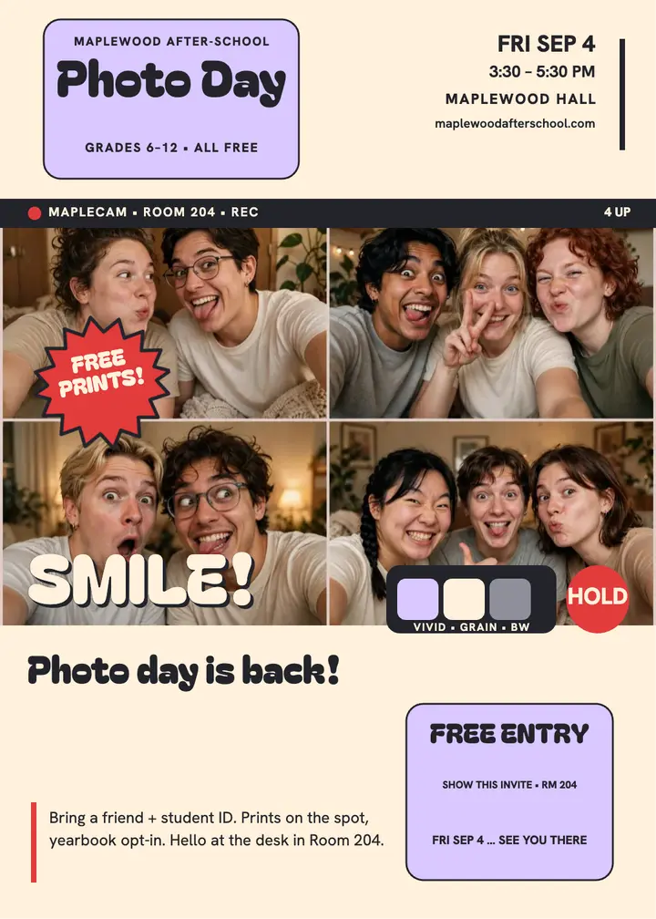 Maplewood webcam photo day invitation template