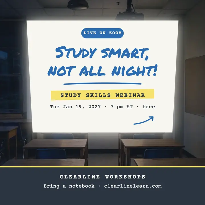 Clearline study skills webinar projector post template