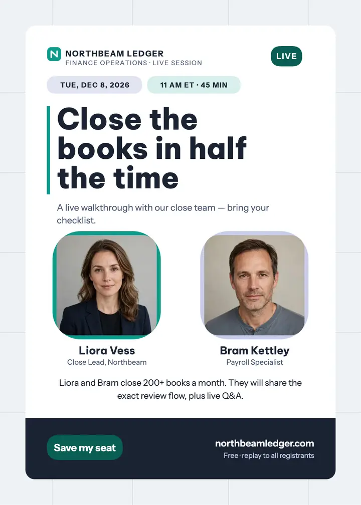 Northbeam Ledger webinar speakers invitation template