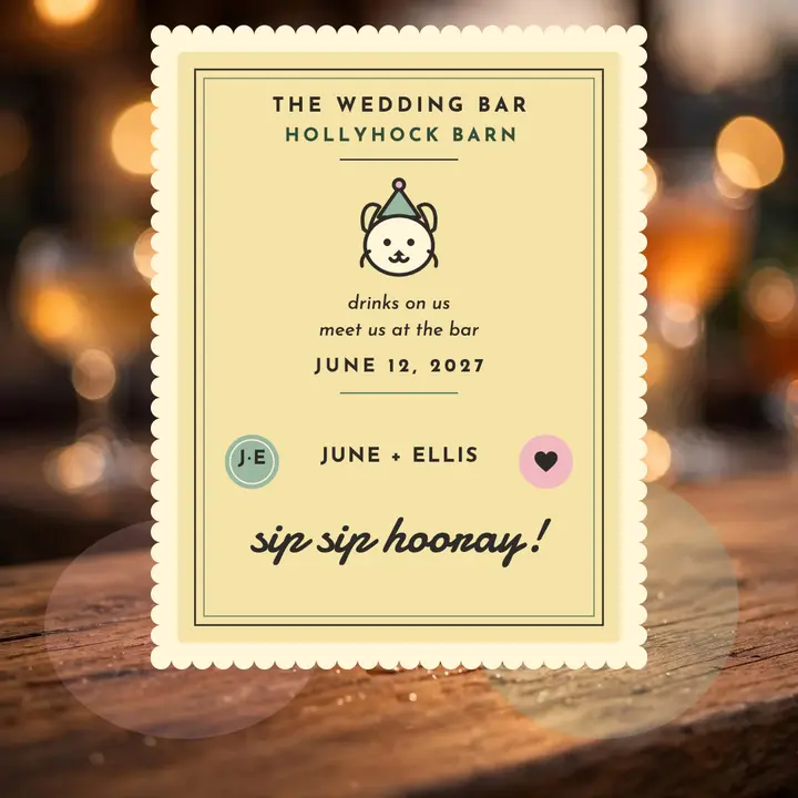 June and Ellis wedding bar napkin post template