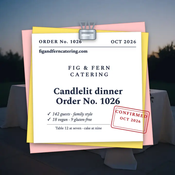 Fig and Fern wedding docket post: wedding catering post template