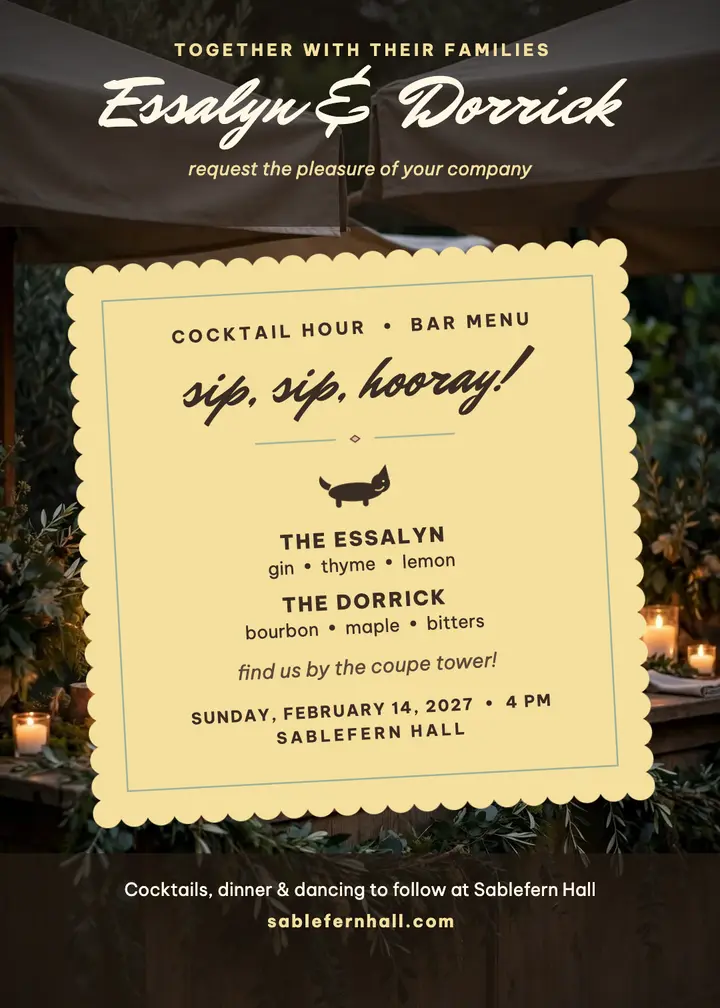 Essalyn and Dorrick cocktail napkin invite template