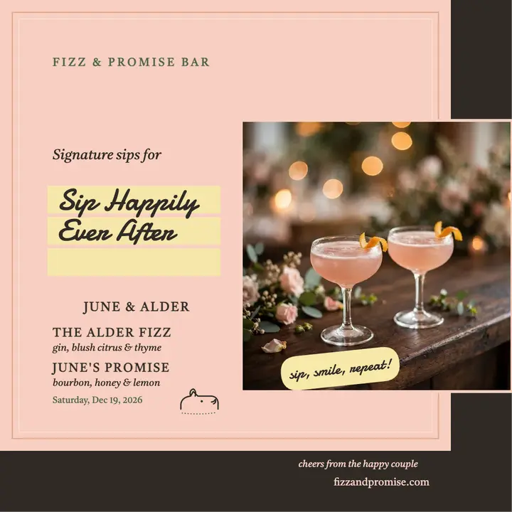 June and Alder signature cocktail napkin template