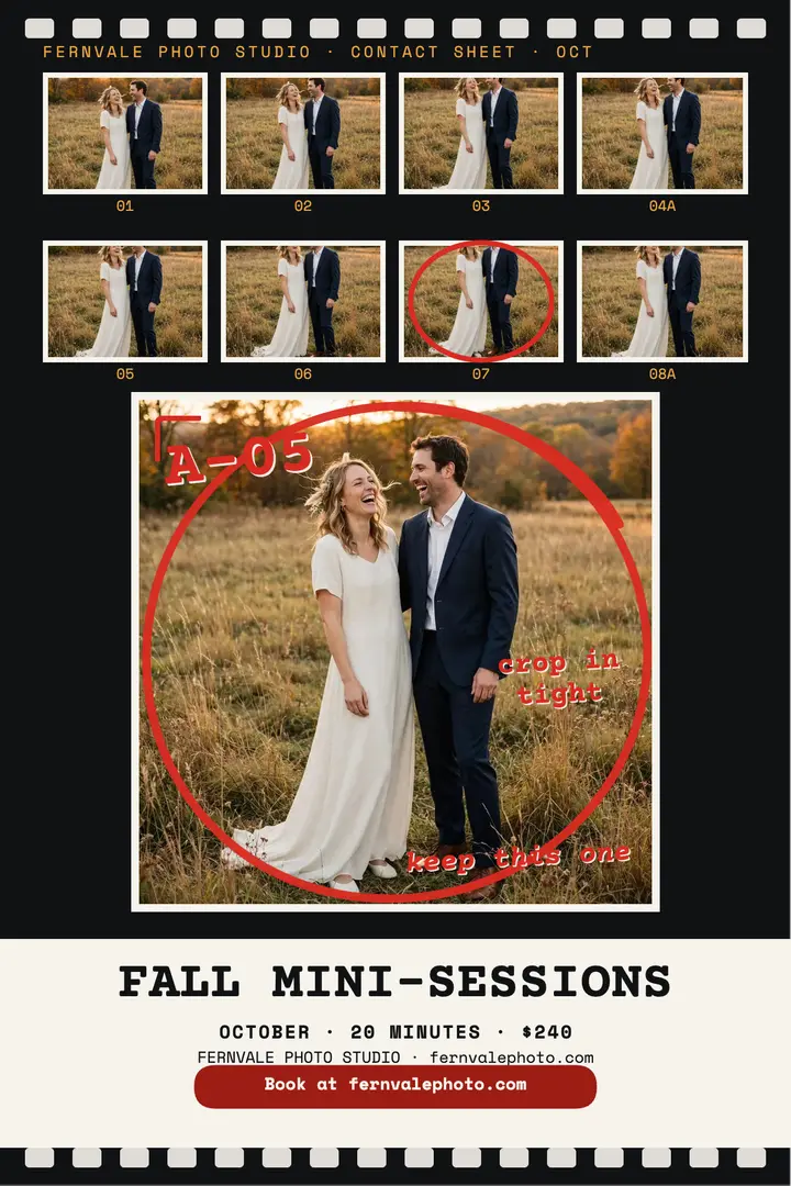 Fernvale fall minis contact sheet poster: wedding minis poster template