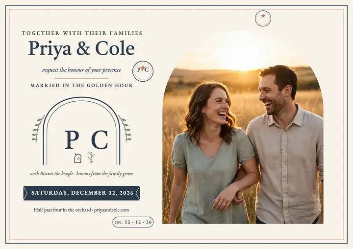 Priya and Cole wedding crest keepsake: wedding keepsake certificate template